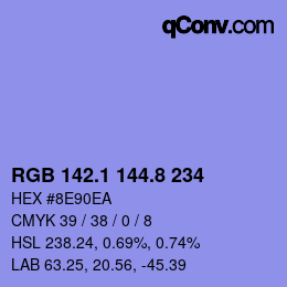 カラーコード: RGB 142.1 144.8 234 | qconv.com