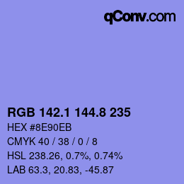 カラーコード: RGB 142.1 144.8 235 | qconv.com