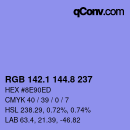 カラーコード: RGB 142.1 144.8 237 | qconv.com