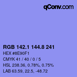 カラーコード: RGB 142.1 144.8 241 | qconv.com