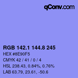 カラーコード: RGB 142.1 144.8 245 | qconv.com