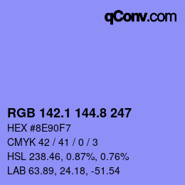 カラーコード: RGB 142.1 144.8 247 | qconv.com