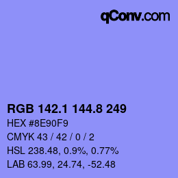 カラーコード: RGB 142.1 144.8 249 | qconv.com