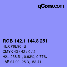 カラーコード: RGB 142.1 144.8 251 | qconv.com