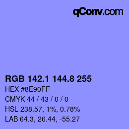 カラーコード: RGB 142.1 144.8 255 | qconv.com