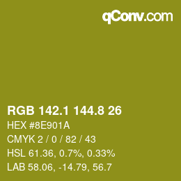 カラーコード: RGB 142.1 144.8 26 | qconv.com