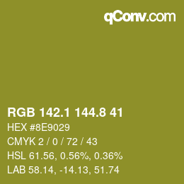 カラーコード: RGB 142.1 144.8 41 | qconv.com