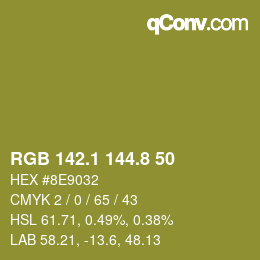 カラーコード: RGB 142.1 144.8 50 | qconv.com