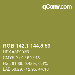 カラーコード: RGB 142.1 144.8 59 | qconv.com