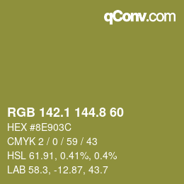 カラーコード: RGB 142.1 144.8 60 | qconv.com