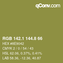 Color code: RGB 142.1 144.8 66 | qconv.com