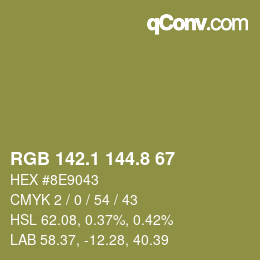カラーコード: RGB 142.1 144.8 67 | qconv.com