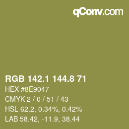 Código de color: RGB 142.1 144.8 71 | qconv.com