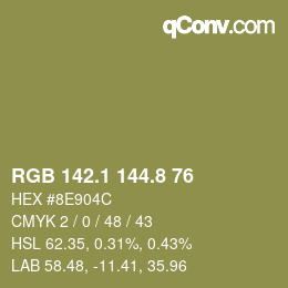 カラーコード: RGB 142.1 144.8 76 | qconv.com