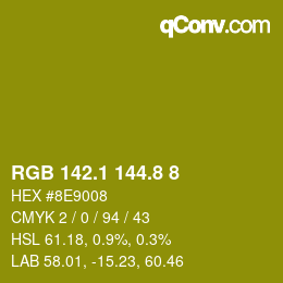 カラーコード: RGB 142.1 144.8 8 | qconv.com