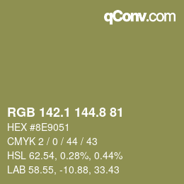 カラーコード: RGB 142.1 144.8 81 | qconv.com