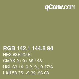 カラーコード: RGB 142.1 144.8 94 | qconv.com