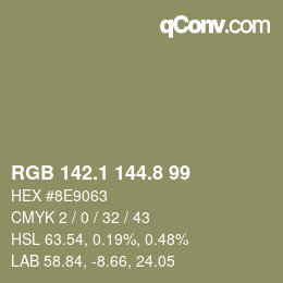 Farbcode: RGB 142.1 144.8 99 | qconv.com