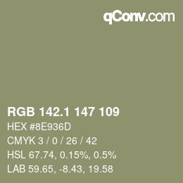 カラーコード: RGB 142.1 147 109 | qconv.com
