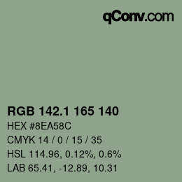 カラーコード: RGB 142.1 165 140 | qconv.com