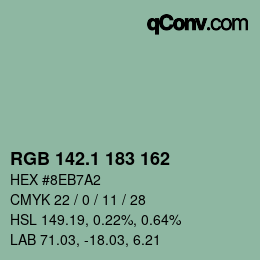 カラーコード: RGB 142.1 183 162 | qconv.com