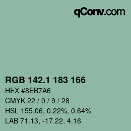 カラーコード: RGB 142.1 183 166 | qconv.com