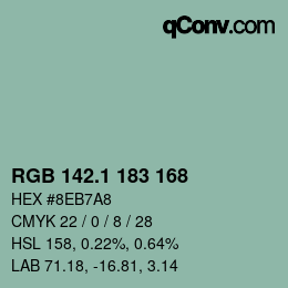 Color code: RGB 142.1 183 168 | qconv.com