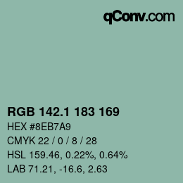 Color code: RGB 142.1 183 169 | qconv.com