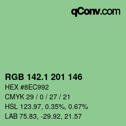 カラーコード: RGB 142.1 201 146 | qconv.com
