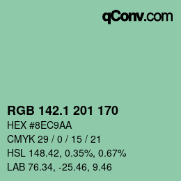 カラーコード: RGB 142.1 201 170 | qconv.com