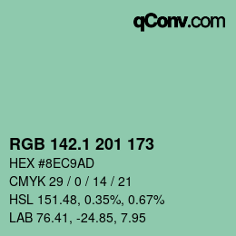 Color code: RGB 142.1 201 173 | qconv.com