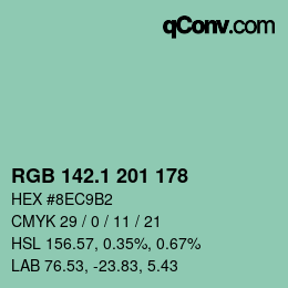 カラーコード: RGB 142.1 201 178 | qconv.com
