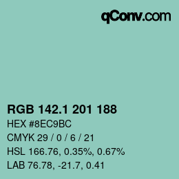 カラーコード: RGB 142.1 201 188 | qconv.com
