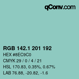 Color code: RGB 142.1 201 192 | qconv.com