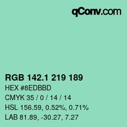 カラーコード: RGB 142.1 219 189 | qconv.com