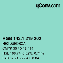 カラーコード: RGB 142.1 219 202 | qconv.com