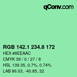 カラーコード: RGB 142.1 234.8 172 | qconv.com