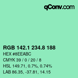 カラーコード: RGB 142.1 234.8 188 | qconv.com