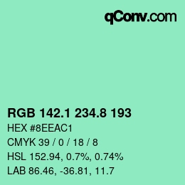 カラーコード: RGB 142.1 234.8 193 | qconv.com