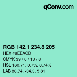 カラーコード: RGB 142.1 234.8 205 | qconv.com
