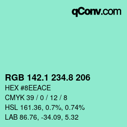 Color code: RGB 142.1 234.8 206 | qconv.com