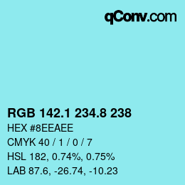 カラーコード: RGB 142.1 234.8 238 | qconv.com