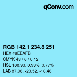 Color code: RGB 142.1 234.8 251 | qconv.com