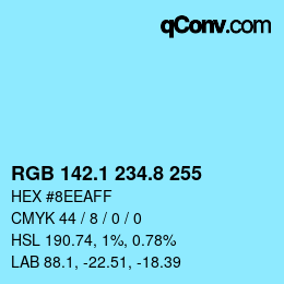 Farbcode: RGB 142.1 234.8 255 | qconv.com