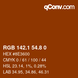 Color code: RGB 142.1 54.8 0 | qconv.com