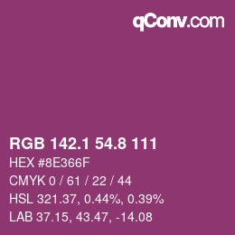 カラーコード: RGB 142.1 54.8 111 | qconv.com