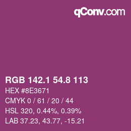 カラーコード: RGB 142.1 54.8 113 | qconv.com