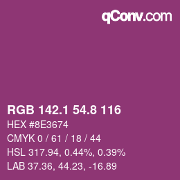 カラーコード: RGB 142.1 54.8 116 | qconv.com