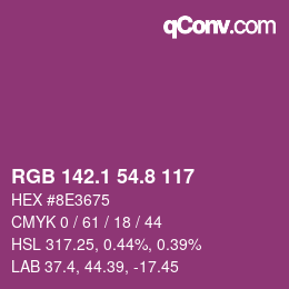 カラーコード: RGB 142.1 54.8 117 | qconv.com
