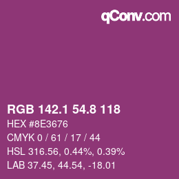 カラーコード: RGB 142.1 54.8 118 | qconv.com